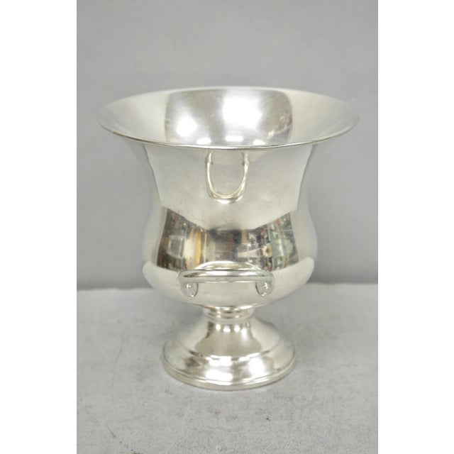 Traditional Vintage Leonard Small Silver Plated Trophy Cup Urn Champagne Chiller Ice Bucket For Sale - Image 3 of 15