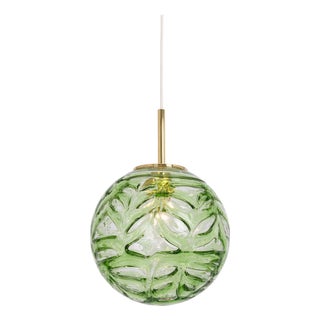 Large Green Murano Ball Pendant Light from Doria, Germany, 1970s For Sale