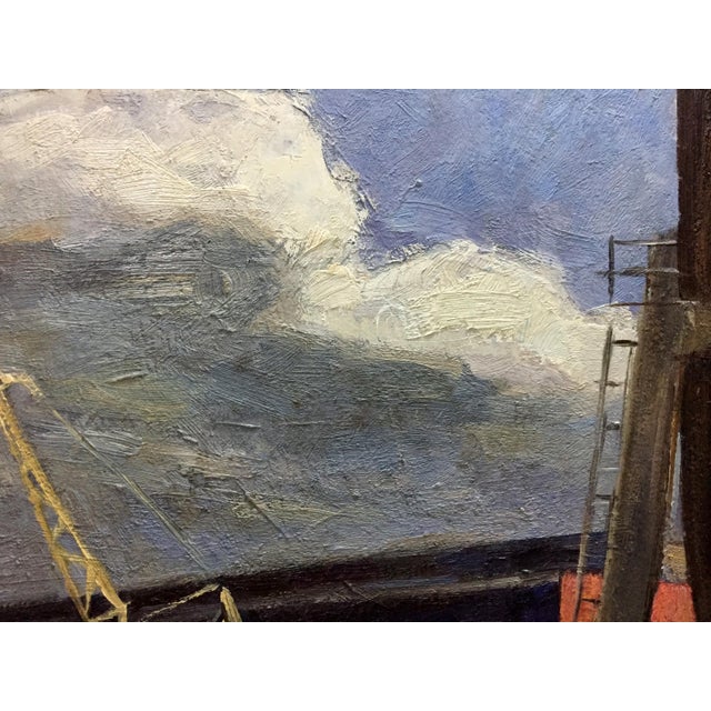 1980s Oil Painting Harbor Semenov Alexander Ivanovich For Sale - Image 6 of 9