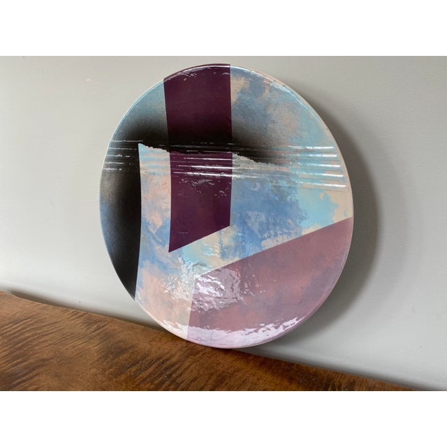 1980s Memphis Style Post Modern Pottery Charger by John Bergen Studio For Sale - Image 9 of 10