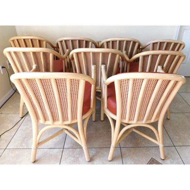 1980s Set of 9 McGuire Rattan & Cane Club Chairs For Sale - Image 5 of 16