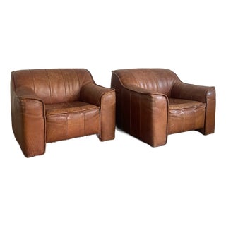 Spanish Leather Armchairs, Valenti, 1960s For Sale