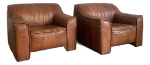 Spanish Leather Armchairs, Valenti, 1960s
