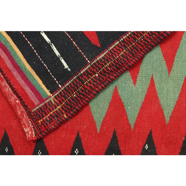 Textile Vintage Sofreh Persian Kilim in Red With Teal and Black Pattern - by Rug & Kilim For Sale - Image 7 of 7
