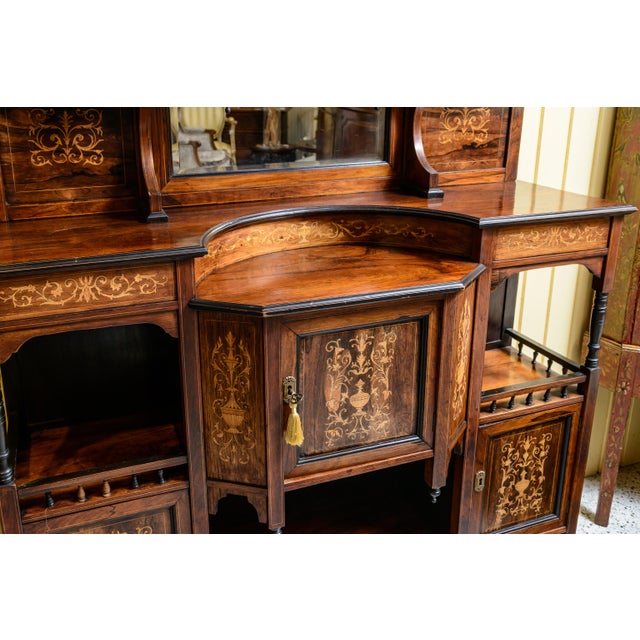 Brown Antique Edwardian Cabinet With Inlay and Mirrors For Sale - Image 8 of 8