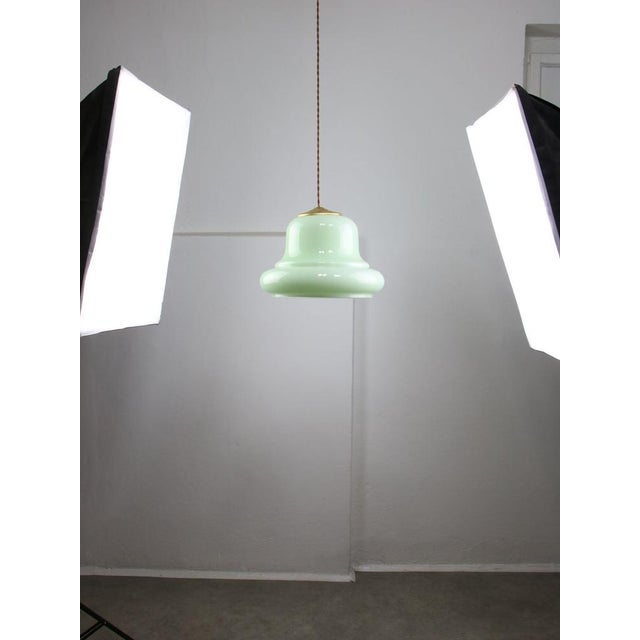 1950s Mid-Century Italian Brass and Green Glass Pendant Lamp, 1960s For Sale - Image 5 of 18
