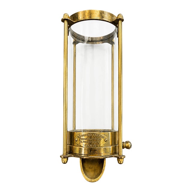 Circa 1900 Grouard Frères Paris Brass Wall-Mounted Coffee Bean Dispenser For Sale