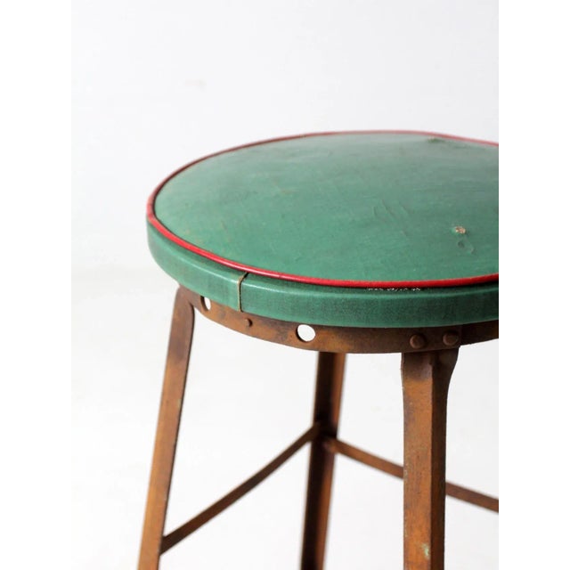 Rustic Vintage Industrial Stool For Sale - Image 3 of 11