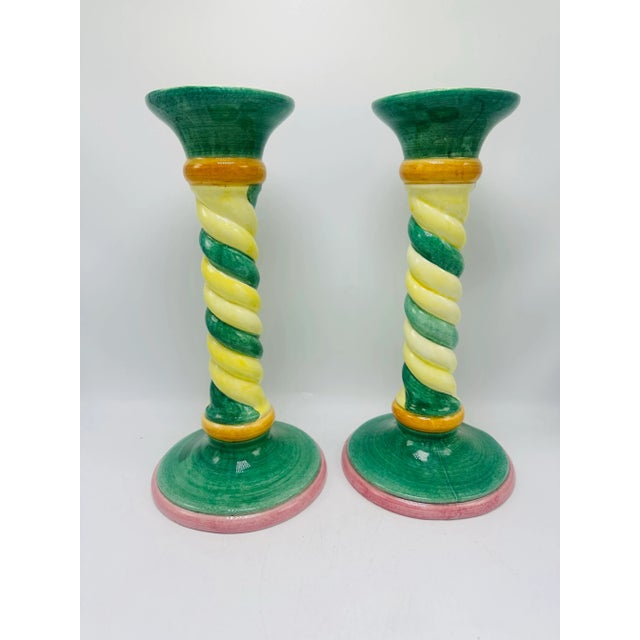 1970s Italian Ceramic Candleholders, a Pair For Sale - Image 5 of 8