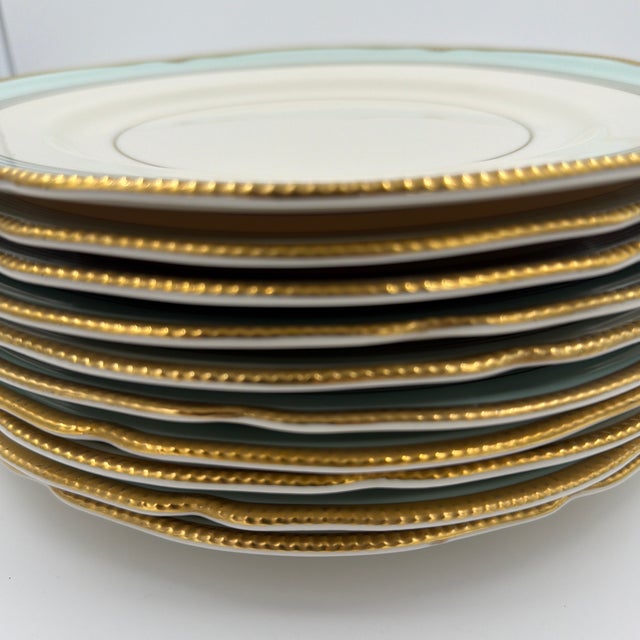 Castleton - USA Mid 20th Century 10 Castleton China "Tremont" Pattern Dinner Plates Light Aqua Turquoise For Sale - Image 4 of 8
