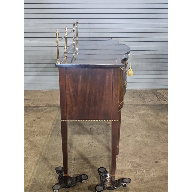 Late 20th Century Stickley Mahogany Federal Style Sideboard Buffet W Brass Gallery Rail For Sale - Image 11 of 12