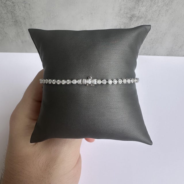 Modern Modern 14kt White Gold Bezel Set Natural Diamond Bracelet - 2ctw, New, Appraised For Sale - Image 3 of 5
