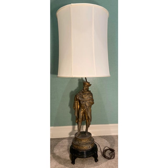 Vintage Mid 20th Century Figural Brass Lamp For Sale - Image 11 of 11