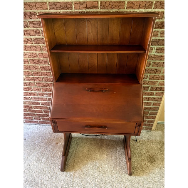 Mid 20th Century Cushman Colonial Creations Maple Secretary Desk #1012 and Chair #7041 Mid-Century For Sale - Image 5 of 15