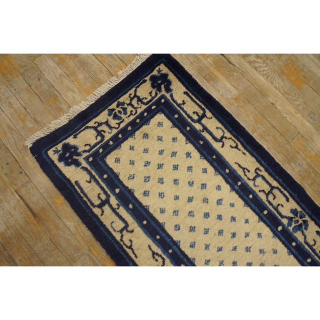 Beige 1920s Beige Diamond Antique Chinese Peking Hallway Runner Rug 1' 10'' X 14' 4'' For Sale - Image 8 of 10