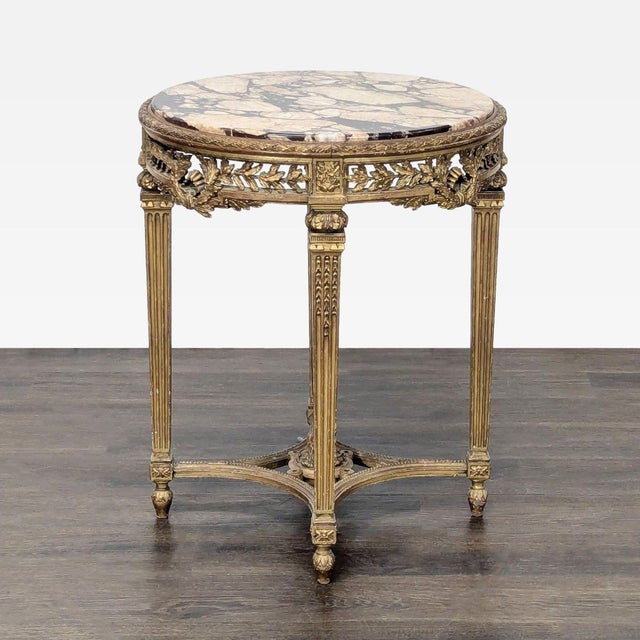 Traditional Antique Marble Top Side Table For Sale - Image 3 of 6