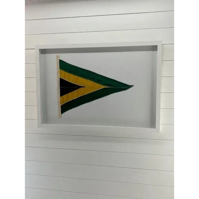 2010s Framed Green/Yellow/Black Pennant For Sale - Image 5 of 7
