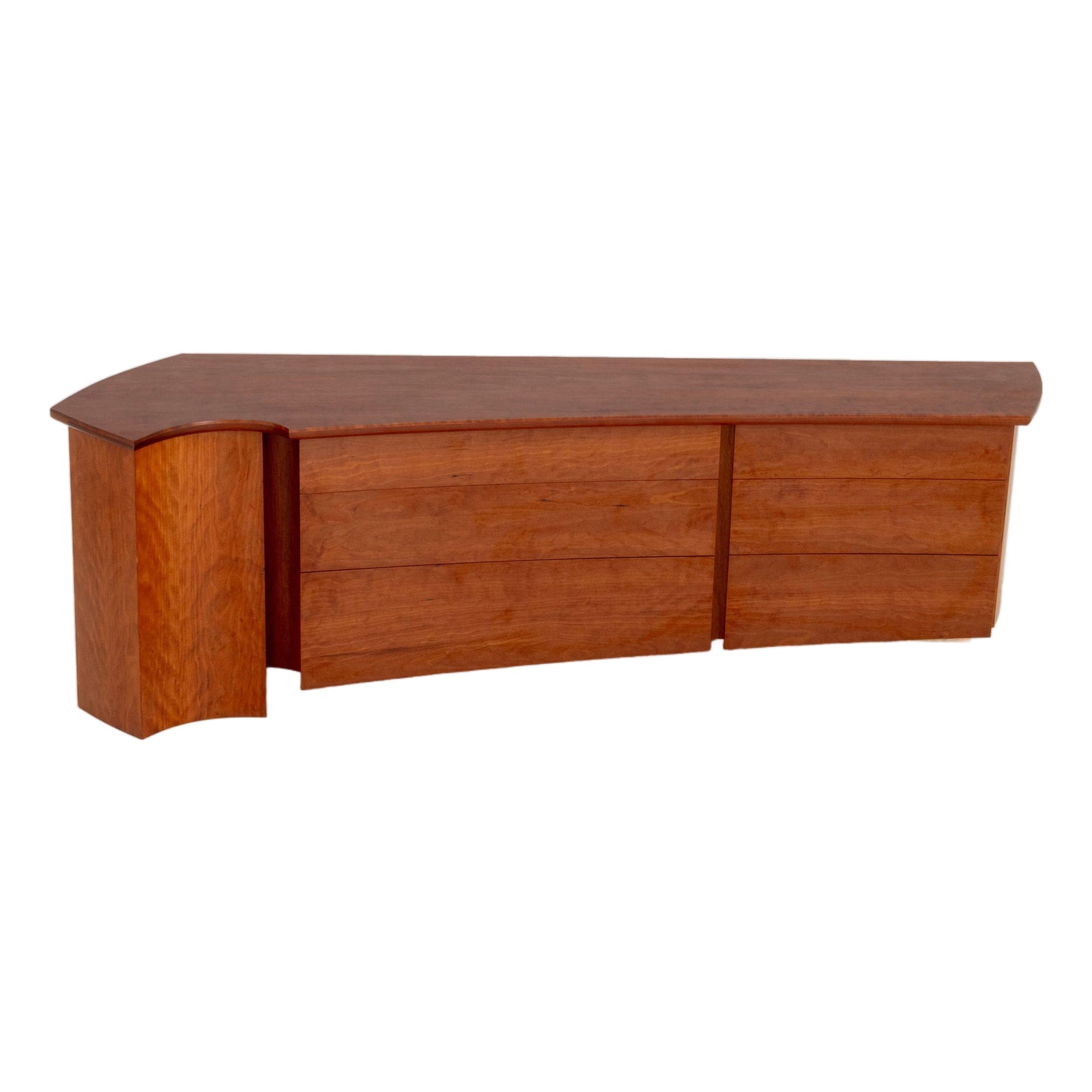 James Schriber Attributed Floating Wall-Mounted Fruitwood Console ...