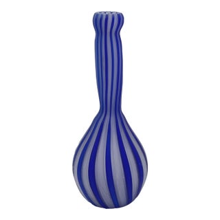 Blue and White Stripe Venetian "Zanfirico" Vase For Sale