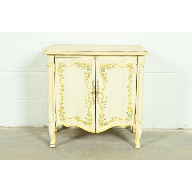 Drexel Heritage French Provincial Louis XV Cream Lacquered Paint-Decorated Nightstand, 1970s For Sale - Image 12 of 12