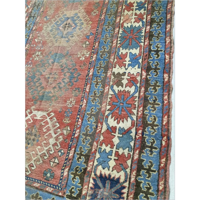 Distressed Antique Hand-Knotted Caucasian Gallery Rug. 4'7'x 8'10". For Sale - Image 12 of 18