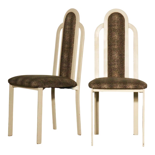 1990s Post Modern Art Deco Leopard Side Chairs - A Pair For Sale