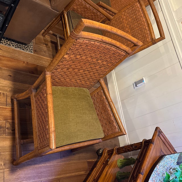 1960s Ficks Reed Bamboo and Leather Dining Chairs For Sale In Baltimore - Image 6 of 12