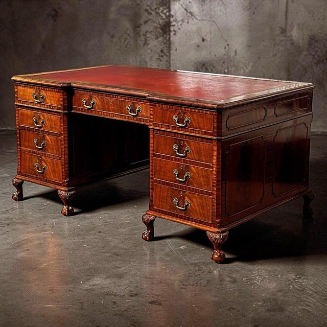 Large Mahogany Twin Pedestal Desk For Sale - Image 16 of 16