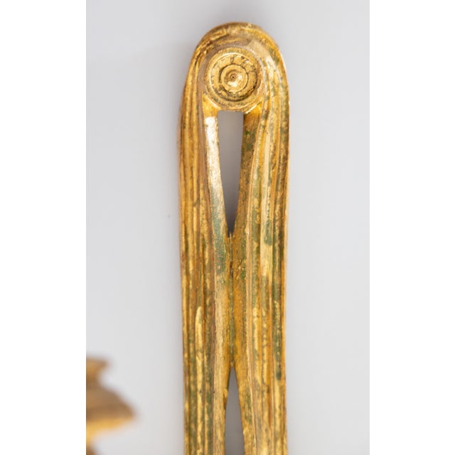 Hollywood Regency Vintage Italian Florentine Giltwood & Tole Tassel Candle Sconce For Sale - Image 3 of 8