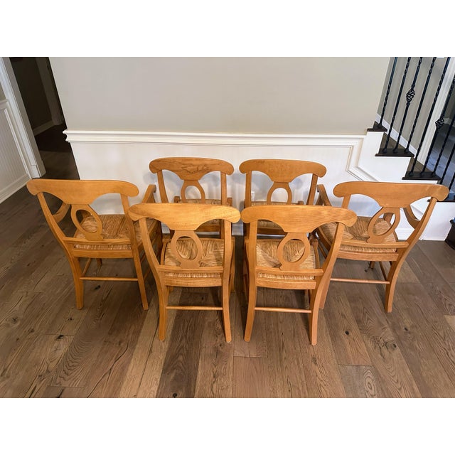Pottery Barn Napoleon Dining Chairs With Rush Seats Set of 6 Chairish