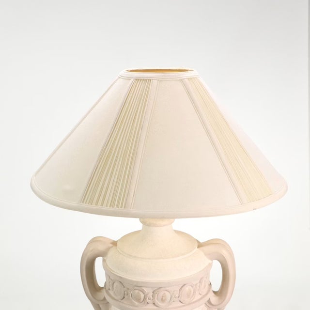Serge Roche Late 20th Century Neoclassical Urn Plaster Floor Lamp With Swag Handles For Sale - Image 4 of 9