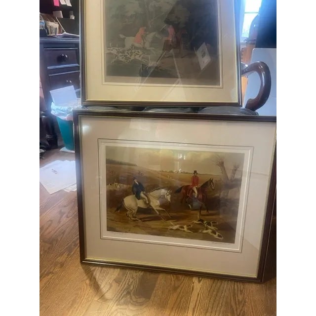 Exquisite Hunting Prints by various artist - Antiques (Sold as Pair) Matching Mahogany frames & mats.