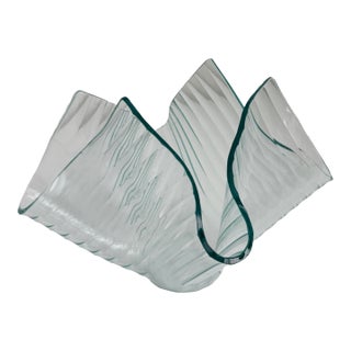 Vintage Fontana Arte Style Folder & Ribbed Glass Vase For Sale