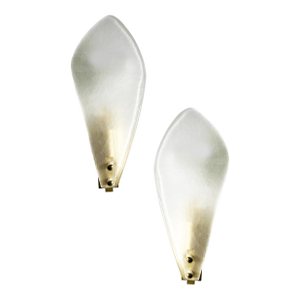 Contemporary Italian Sanded Leave Murano Glass Walls Sconce - A Pair