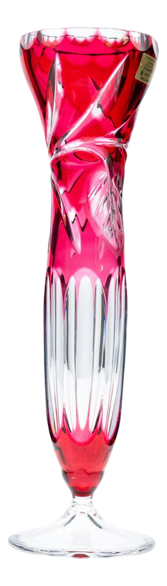 Small Vintage Vase in Deep Rose Red Crystal, 1950s