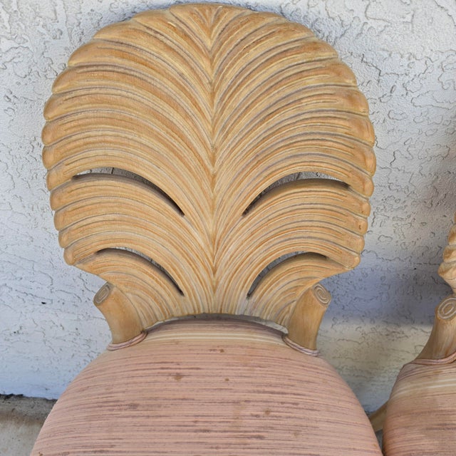 Vintage Venetian Grotto Style Carved Wood Palm Leaf Dining Chairs Set of 4 For Sale - Image 14 of 18