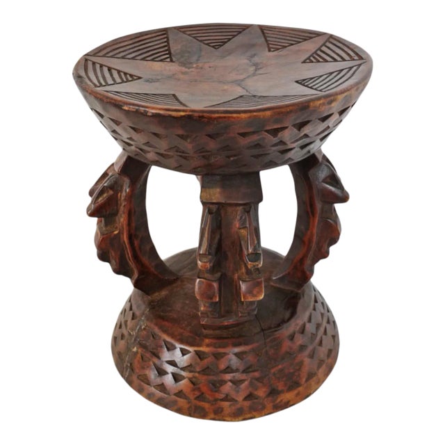 Vintage Carved Wood Tribal Mali Stool For Sale
