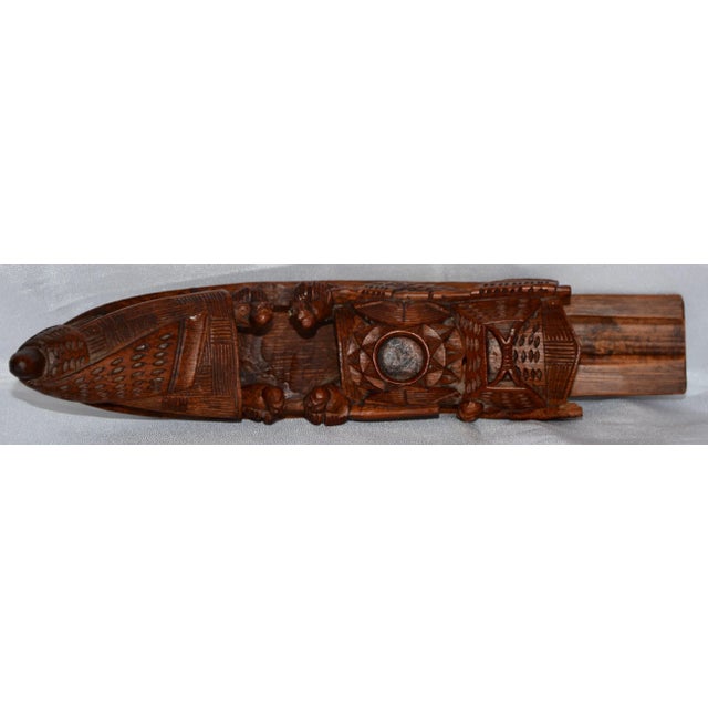 Chinese Hand-Carved Sampan Incense Burner in Teak For Sale - Image 3 of 8
