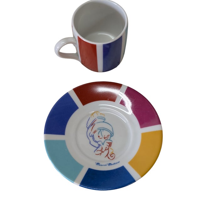 Neat eight piece Demitasse Cups and saucer set from Warner Bros. 1994. Each saucer features a different cartoon character...