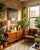Vintage botanical painting on canvas by Armando Rivero, c. 1995. Signed and dated on lower right. Beautiful greens and...