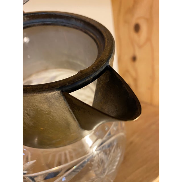 Brass Early 20th Century Brass and Cut Glass Antique Pitcher For Sale - Image 8 of 9