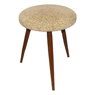 1950s Tacke Stool, Round, Wood, 3 Legs, Beige For Sale