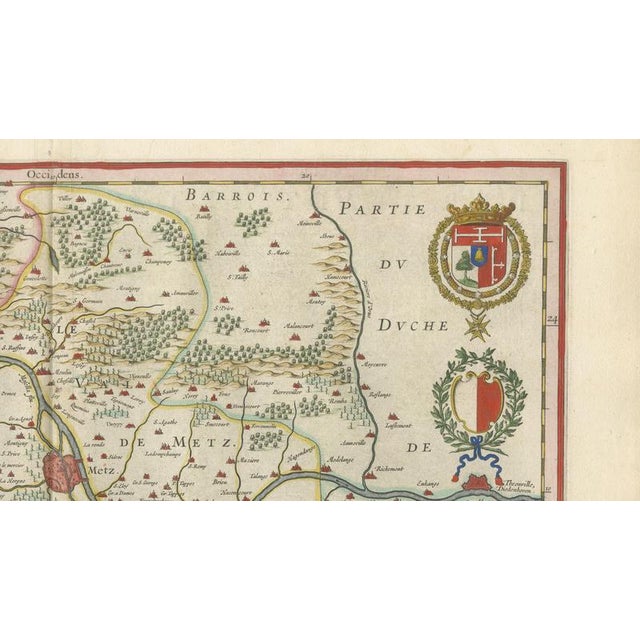 Antique Metz, Lorraine & Verdun Blaeu Atlas Map, France, 1642 For Sale - Image 9 of 11