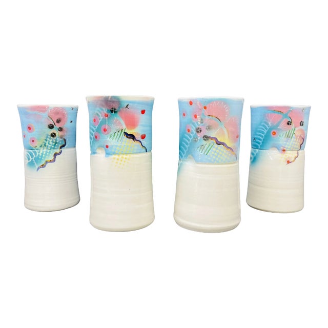Vintage Pottery Tumblers a Set of 4 For Sale