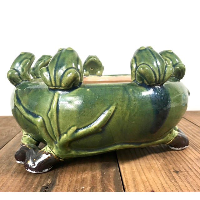 MidCentury Ceramic Majolica Glazed Frog Bowl Chairish