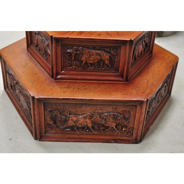 Vintage Chinoiserie African Safari Faux Horn Tusk Fiberglass Floor Lamp For Sale - Image 11 of 12