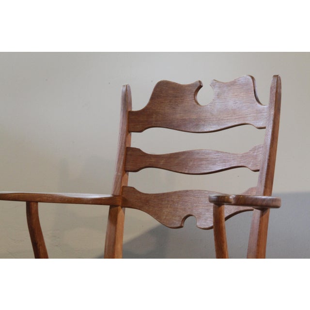 Set of Vintage Brutalist Oak Razorblade Armchairs by Henning Kjærnulf, 1960s For Sale - Image 4 of 14