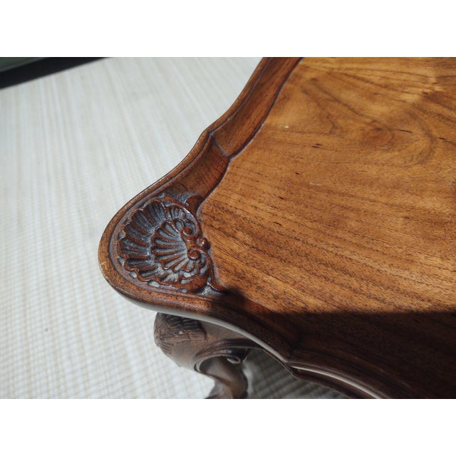 Brown Grand Rapids Walnut Shell Carved Claw Foot Coffee Table For Sale - Image 8 of 12