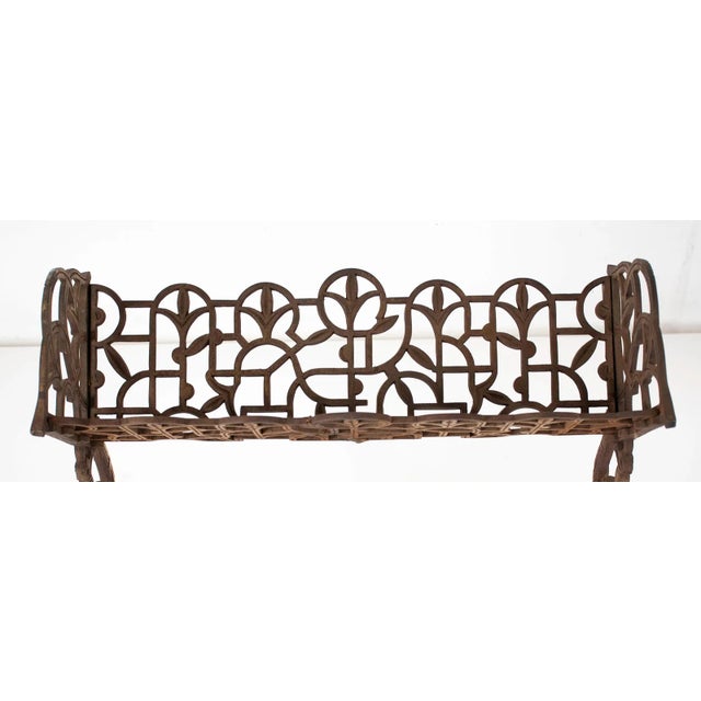 Brass Art Nouveau Harlequin Figural Cast Iron Book Rack For Sale - Image 8 of 9