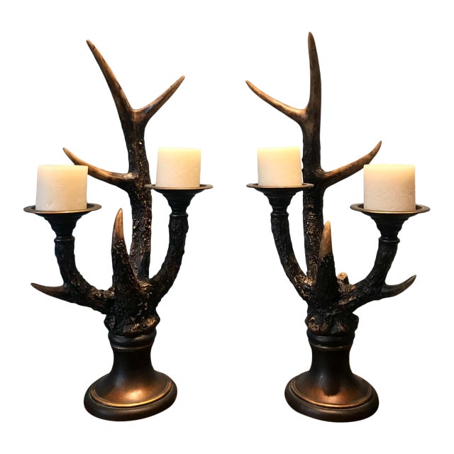 Stag Horn Candle Holders a Pair Chairish